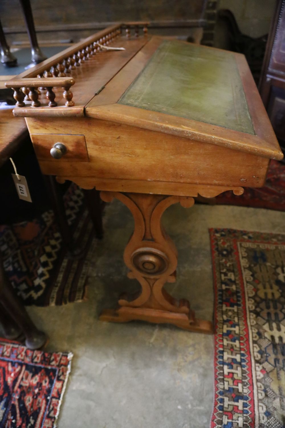 A 19th century Continental mahogany desk, width 80cm, depth 52cm, height 85cm